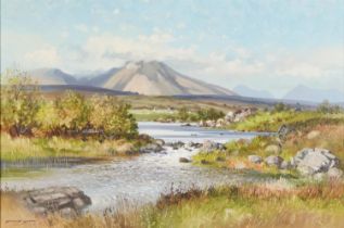 David Long - The Cuillin Hills, Isle of Skye, contemporary oil on canvas, Mellington Gallery label