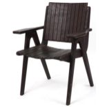 Autoban, stained teak slice chair, 81cm high