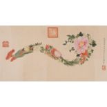 Manner of Empress Dowager Cixi - Ruyi like bouquet, still life with calligraphy and red seal