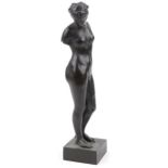 19th century Grand Tour patinated bronze statuette of a standing nude female, 27.5cm high