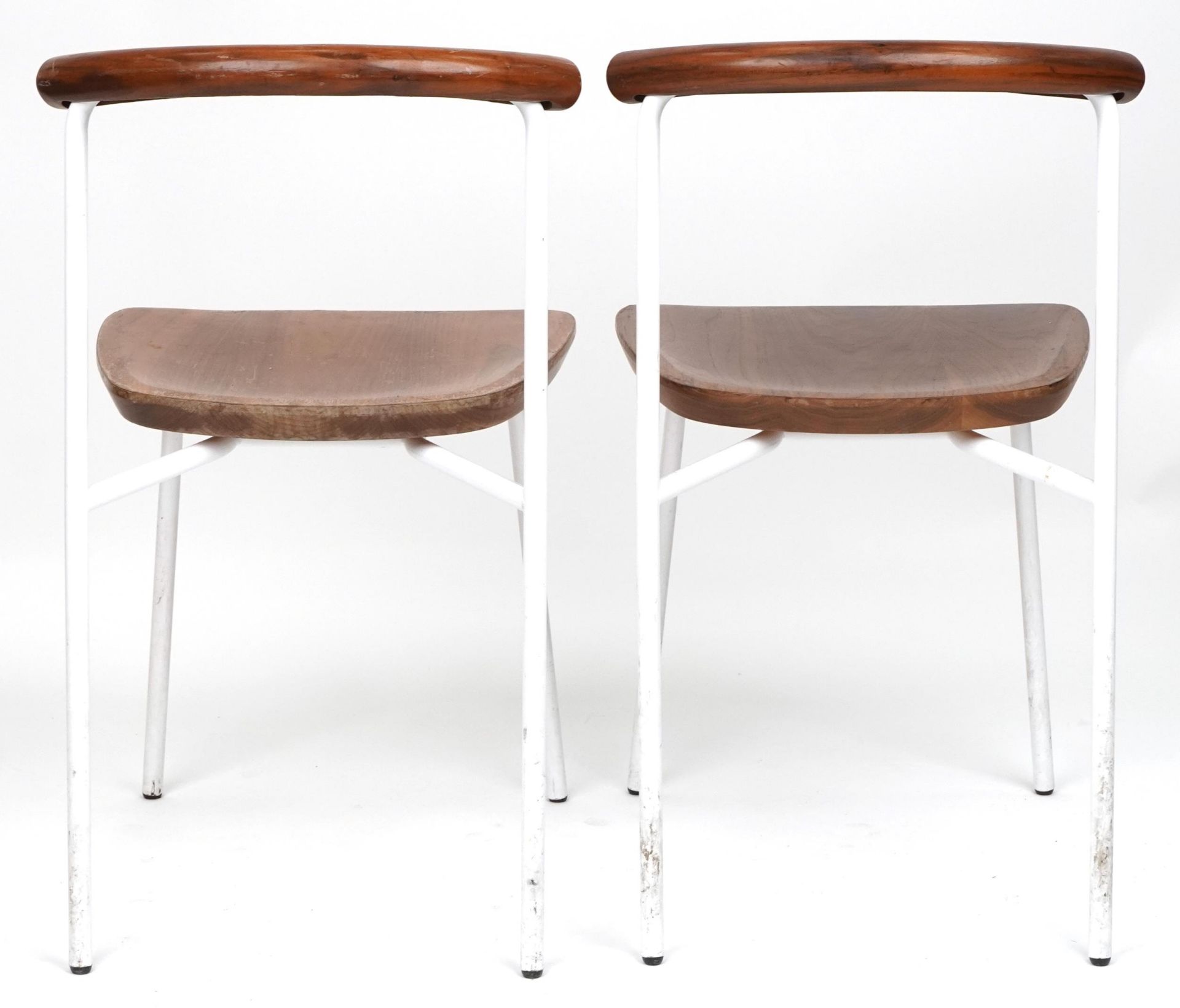 Manner of Calligaris, pair of contemporary metal framed hardwood bistro chairs, each 75cm high - Image 4 of 4