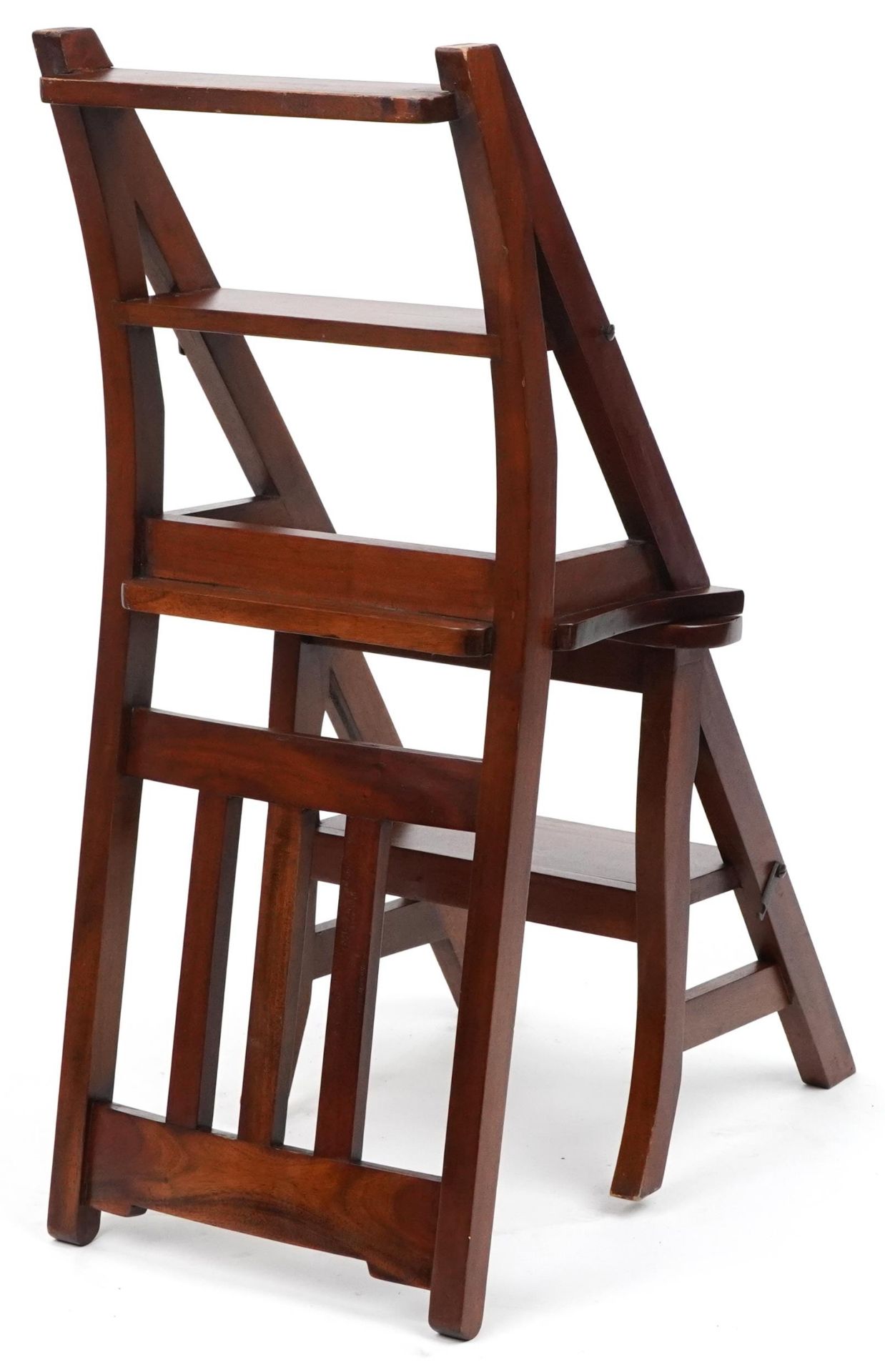 Set of metamorphic hardwood library steps/chair, 91.5cm high when as chair - Image 3 of 7