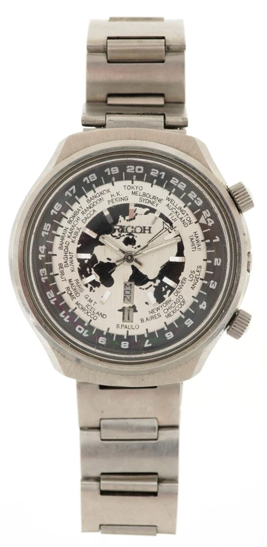 Ricoh, gentlemen's Ricoh World Time calendar chronograph automatic wristwatch, serial number - Image 2 of 8
