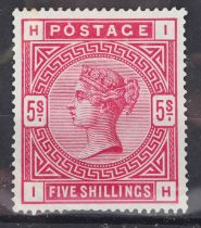 Victorian five shillings stamp, mint and hinged