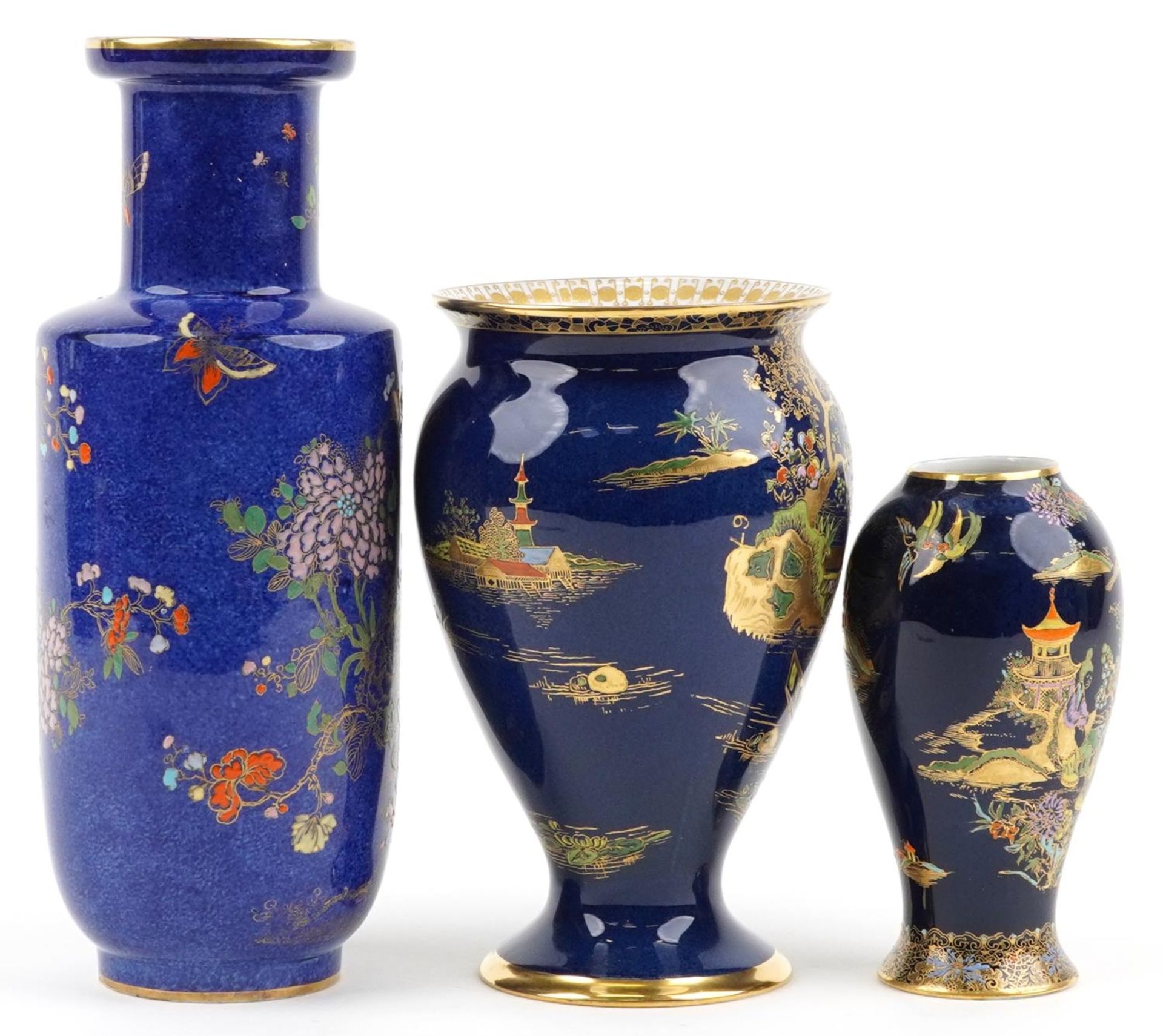 Three Carlton Ware vases including a Rouleau example decorated in the Kang He Rockery & Pheasant - Image 4 of 7