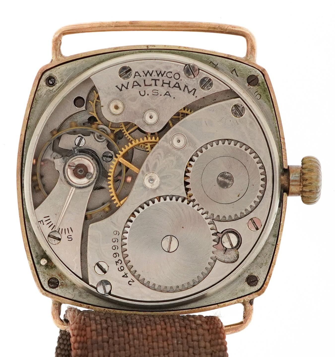Waltham, gentlemen's 9ct gold manual wind wristwatch having enamelled and subsidiary dials with - Image 5 of 7