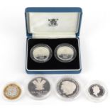 United Kingdom silver proof coins by The Royal Mint comprising 1989 two pounds two coin set, 1995