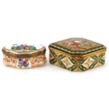 Two 19th century European snuff boxes including a Sevres example in the form of a diamond hand