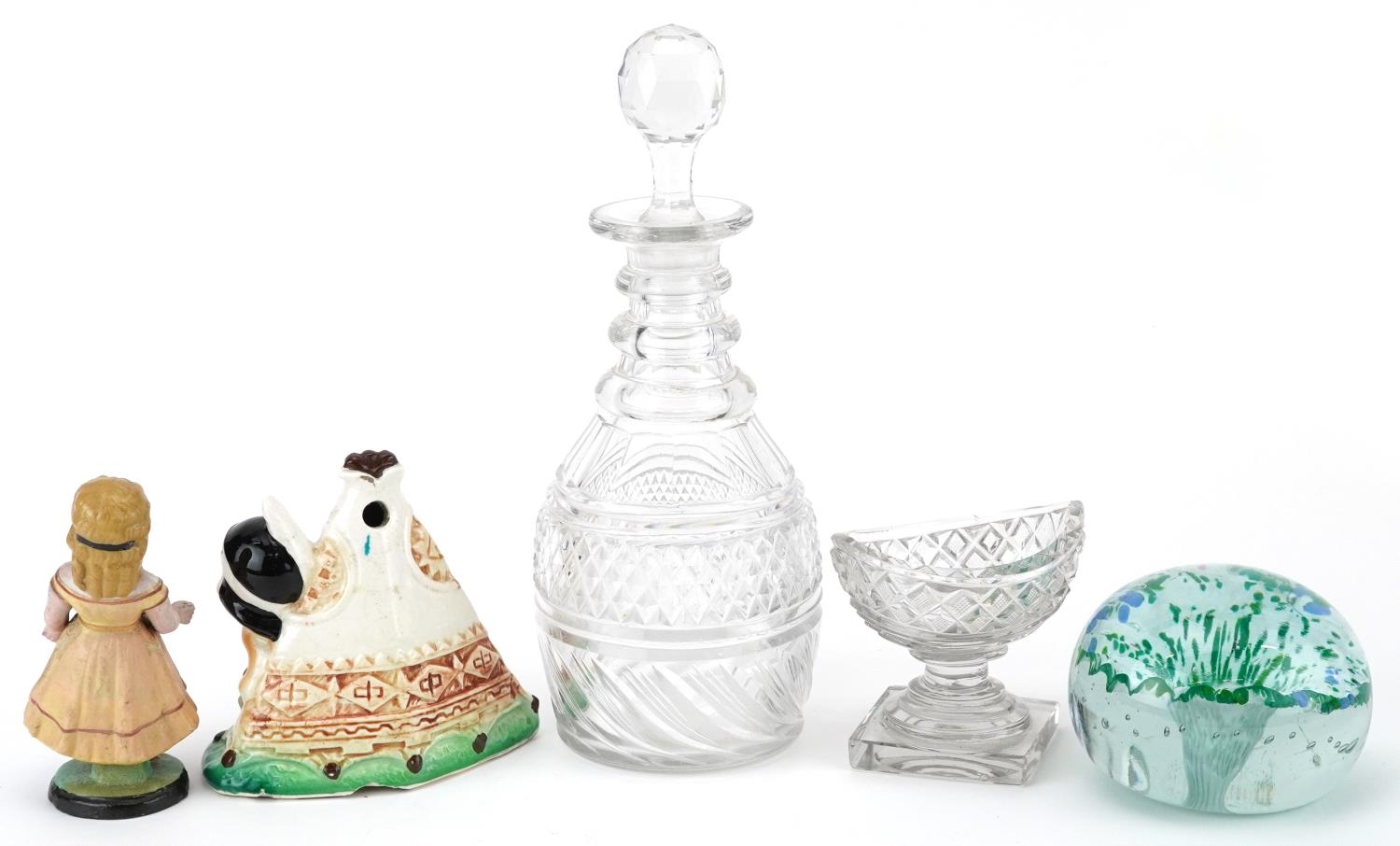 19th century and later ceramics and glassware including a Georgian three ringed decanter, bisque - Image 4 of 5