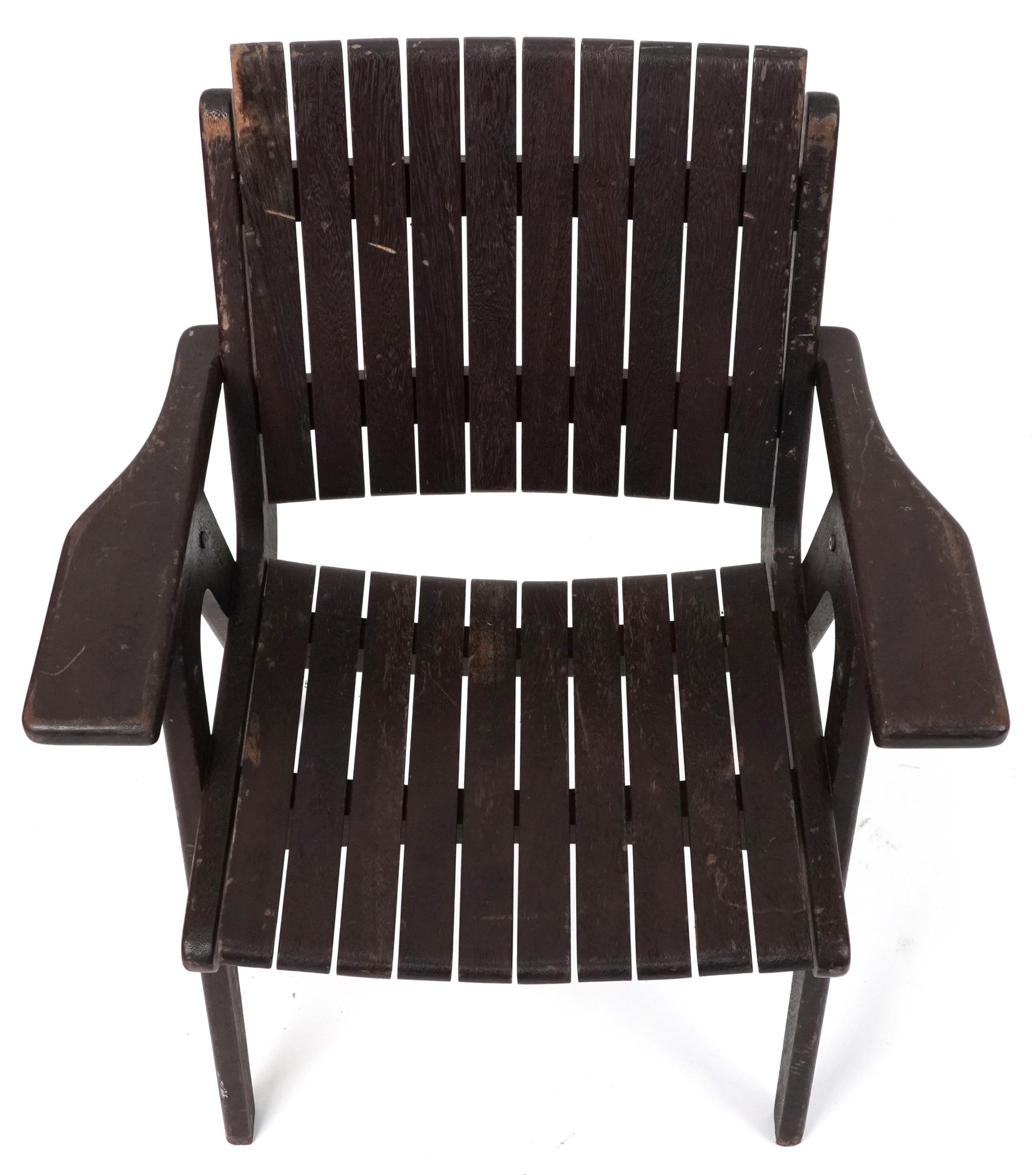 Autoban, stained teak slice chair, 81cm high - Image 3 of 5