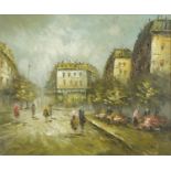 Kosman - Parisian street scene, impressionist oil on canvas, mounted and framed, 59.5cm x 50cm