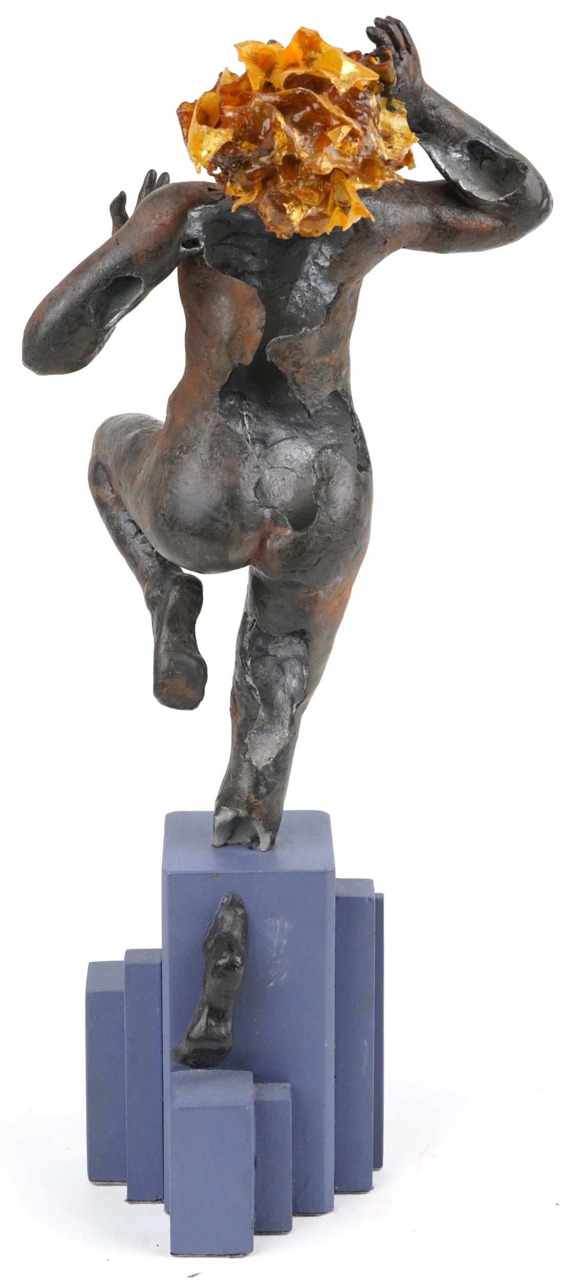 Neil Wilkinson, contemporary Brutalist iron and marble resin with fibreglass sculpture of a nude - Image 3 of 4