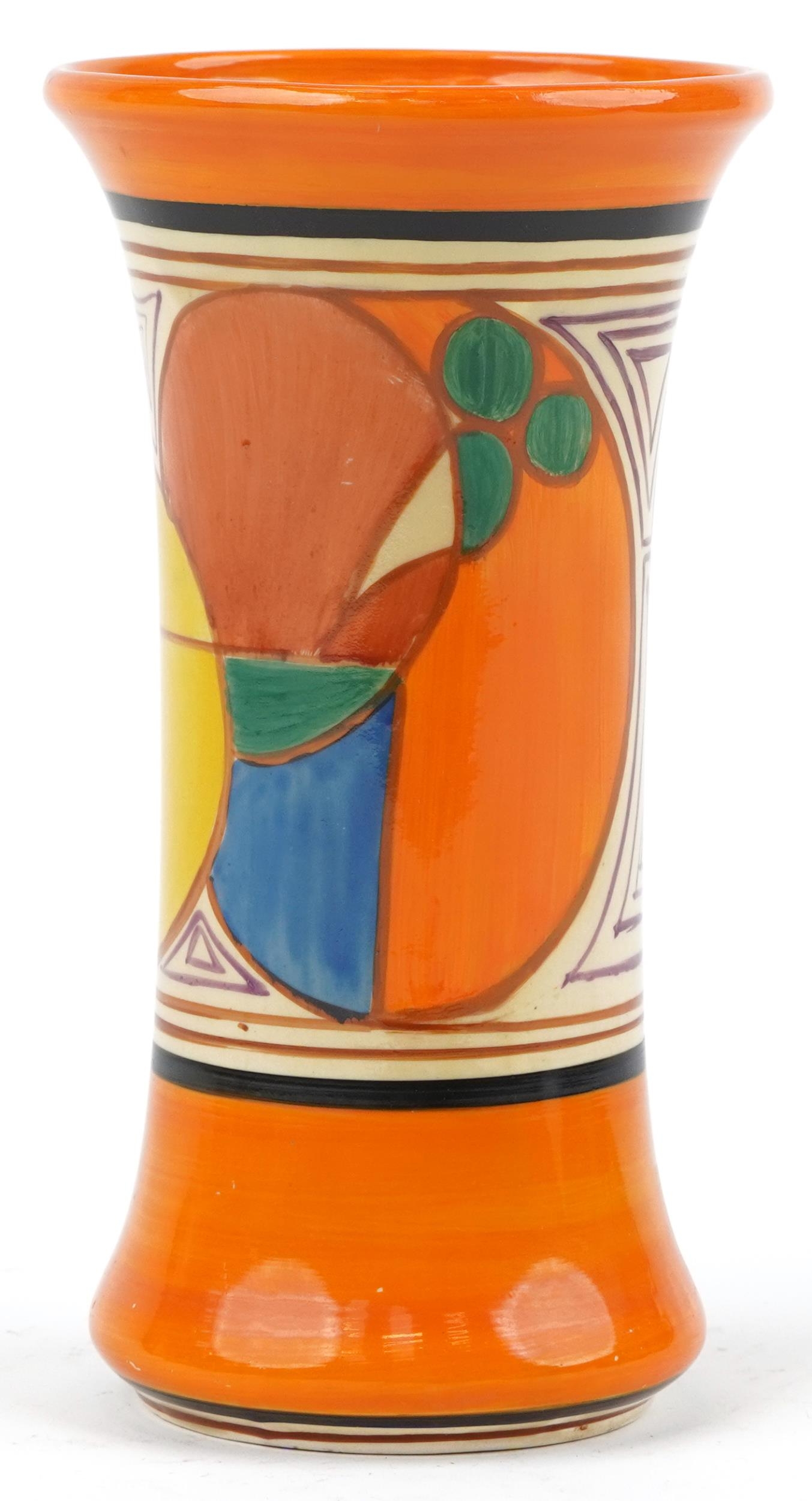 Clarice Cliff, Art Deco Fantastique Bizarre vase hand painted in the melon pattern, numbered 205