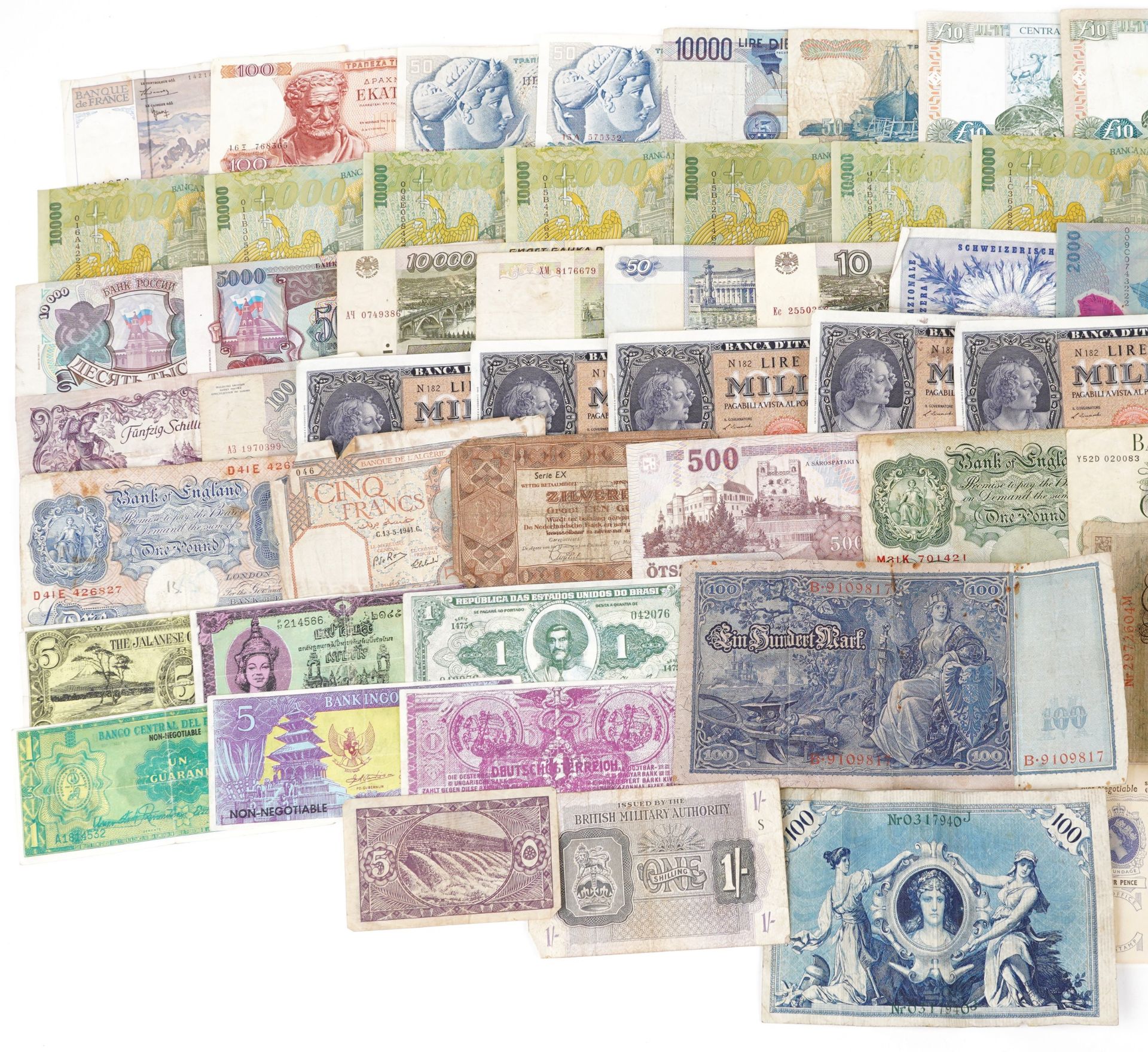 Collection of world banknotes including France and Cyprus - Bild 2 aus 3