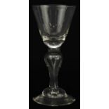 18th century wine glass with baluster stem, 14cm high