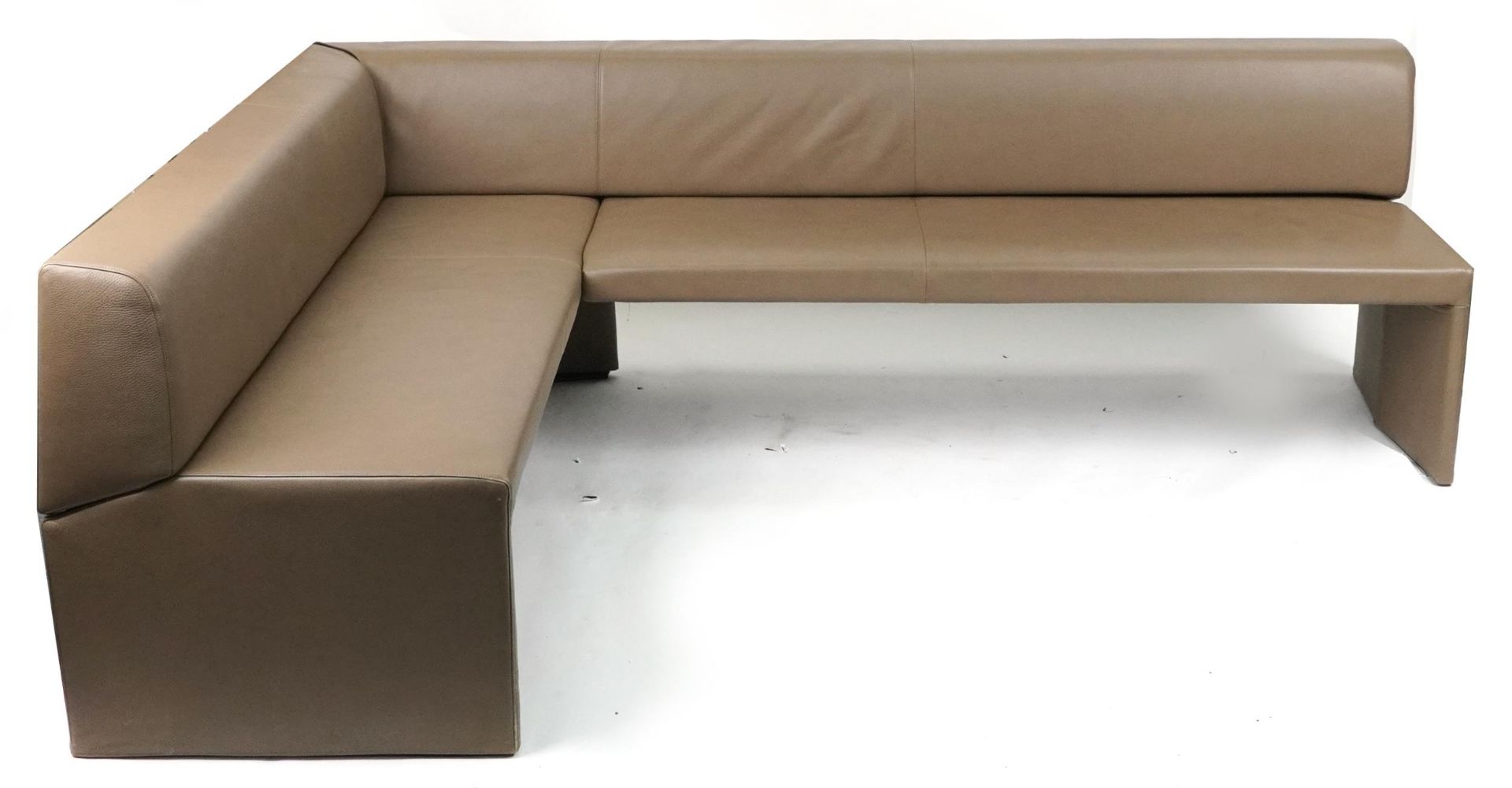 Contemporary Walter Knoll 290 corner seat bench settee with caffe latte leather upholstery, 77cm H x - Image 2 of 7
