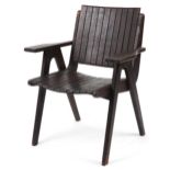 Autoban, stained teak slice chair, 81cm high