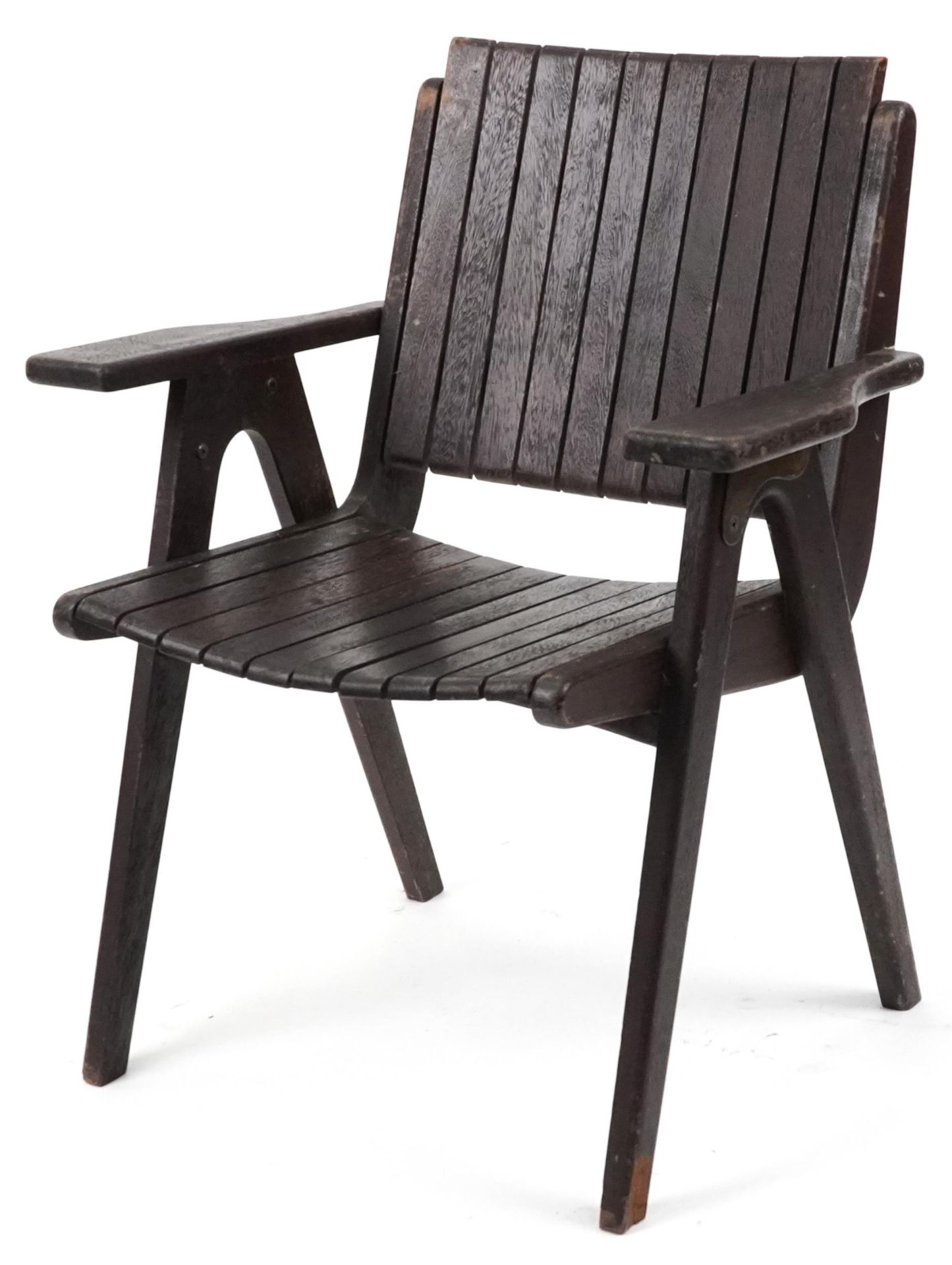 Autoban, stained teak slice chair, 81cm high