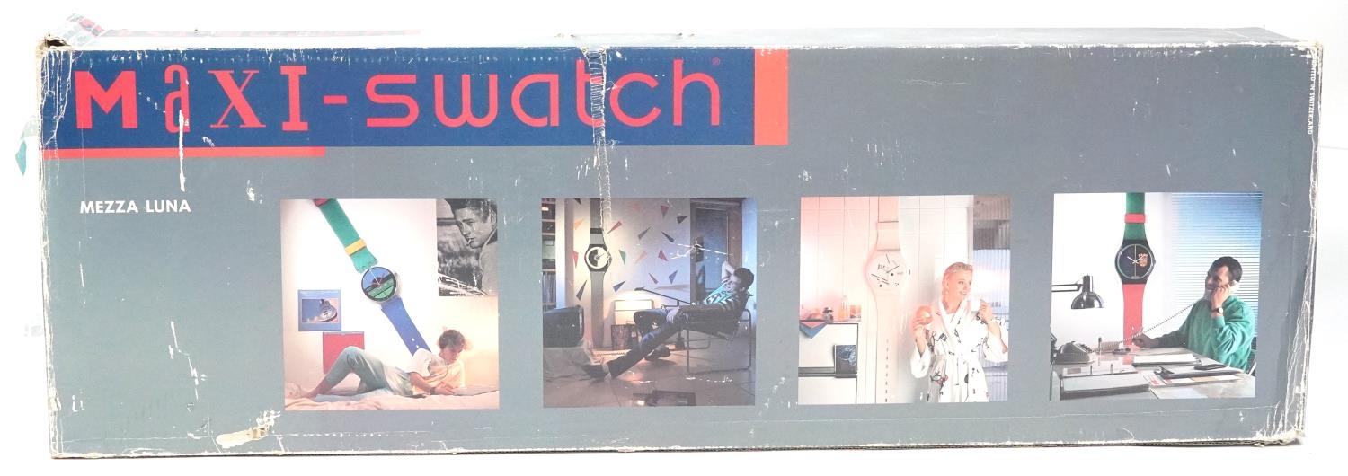 1980s Maxi-Swatch wall clock in the form of a Swatch wristwatch with box, 212cm high - Image 5 of 5