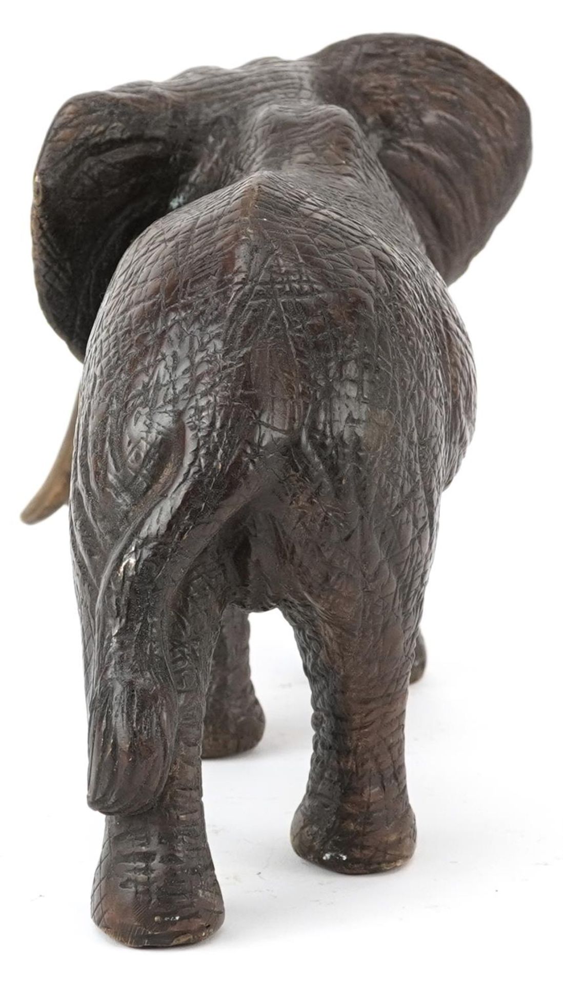 Japanese patinated okimono of a bull elephant, 30cm in length - Image 3 of 7