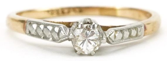 18ct gold diamond solitaire ring, the diamond approximately 0.17 carat, size K/L, 2.1g