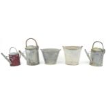 Agricultural interest galvanised steel comprising two buckets with swing handles and three