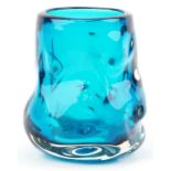 Geoffrey Baxter for Whitefriars, knobbly glass vase in kingfisher blue, 22.5cm high