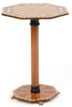 Manner of Liberty & Co, Moorish style inlaid chess occasional table with octagonal top and base,