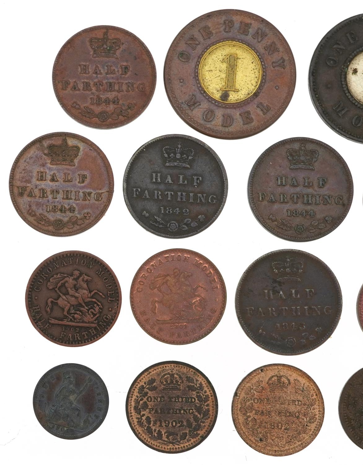 Victorian and later coinage including Coronation model farthings, one penny models and one third - Image 2 of 6