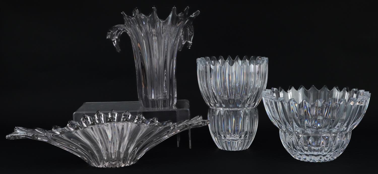 Four contemporary art glass vases including two Slovenian examples by Mikasa, the largest 48cm in - Image 4 of 6