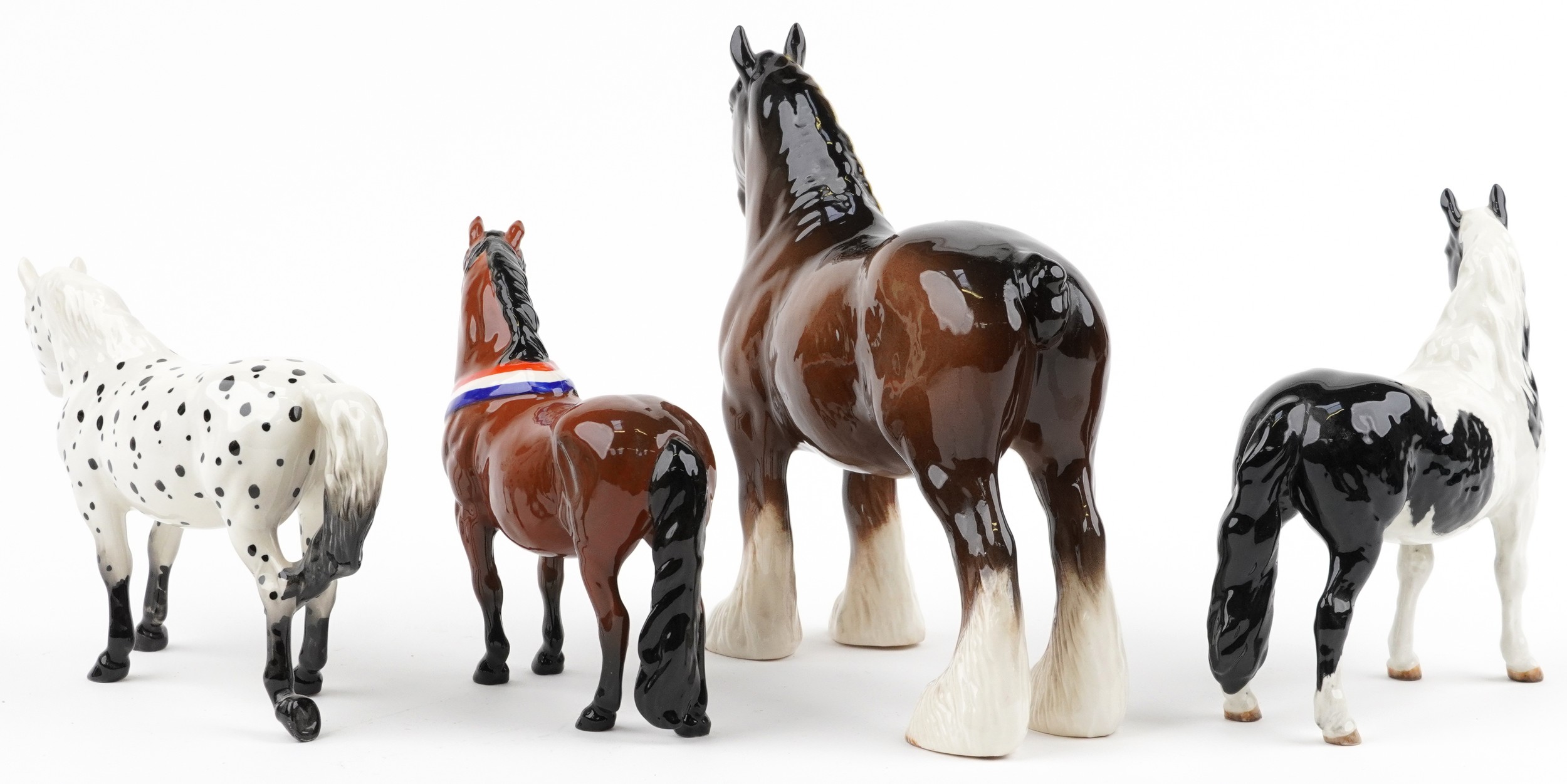 Four Beswick collectable horses including Clydesdale, Appaloosa, pinto pony and Piebald pinto - Image 2 of 4