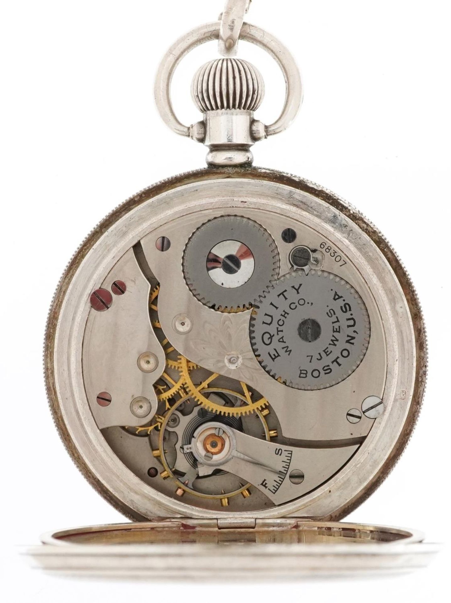Equity Watch Co, George V gentlemen's silver keyless full hunter pocket watch having enamelled and - Bild 5 aus 7