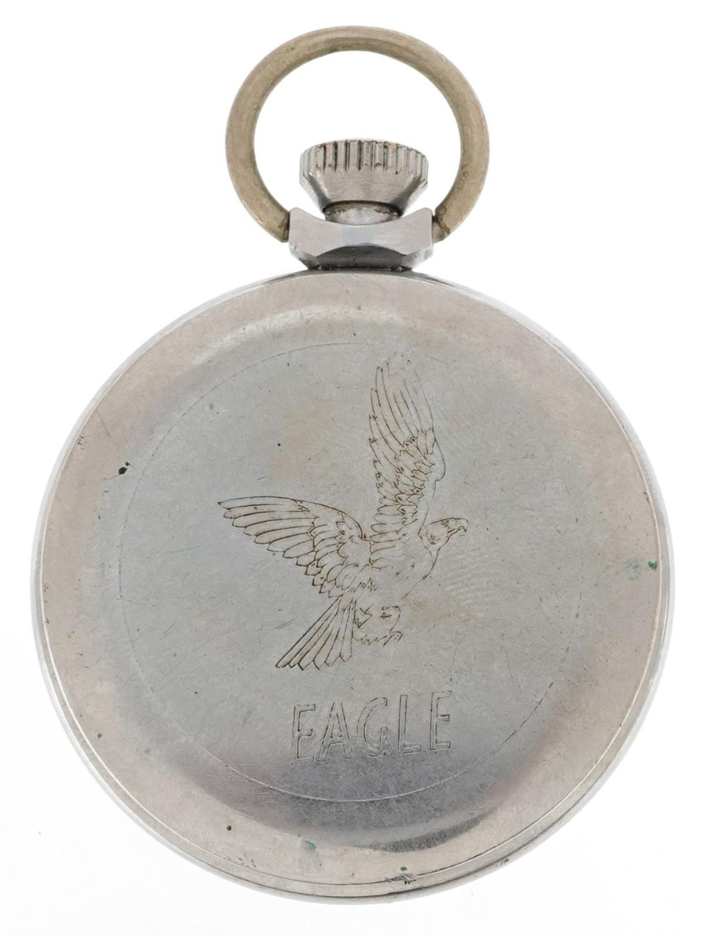 Vintage Dan Dare The Eagle open face pocket watch with moving arm and subsidiary dial, the - Bild 2 aus 3