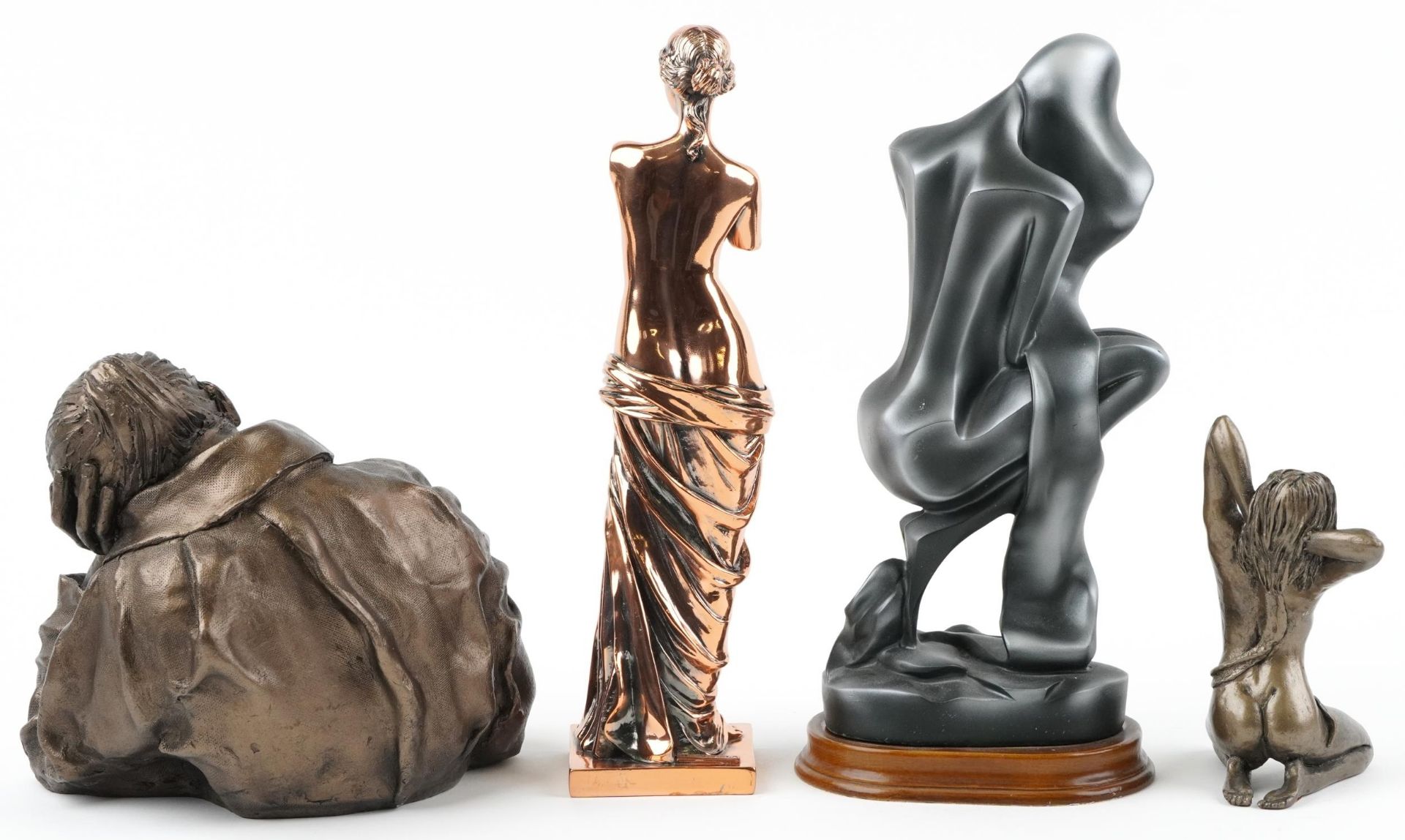 Classical and decorative figures including a bronzed statue of Mona Lisa and a Modernist sculpture - Bild 2 aus 5