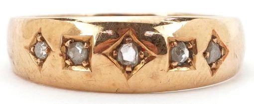 Victorian 18ct gold diamond five stone ring, Birmingham 1897, size M, 2.2g