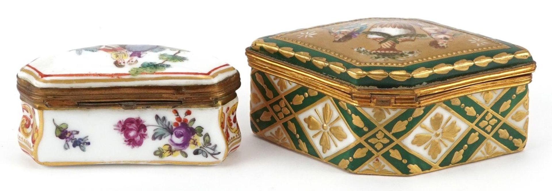 Two 19th century European snuff boxes including a Sevres example in the form of a diamond hand - Bild 3 aus 4