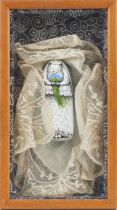 Irene Jones 1976 - The Bride, Cornish school glazed wall hanging diorama with hand painted stone,