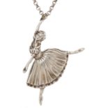 D H Phillips Ltd, silver pendant in the form of a ballerina on a silver Belcher link necklace, 7.5cm