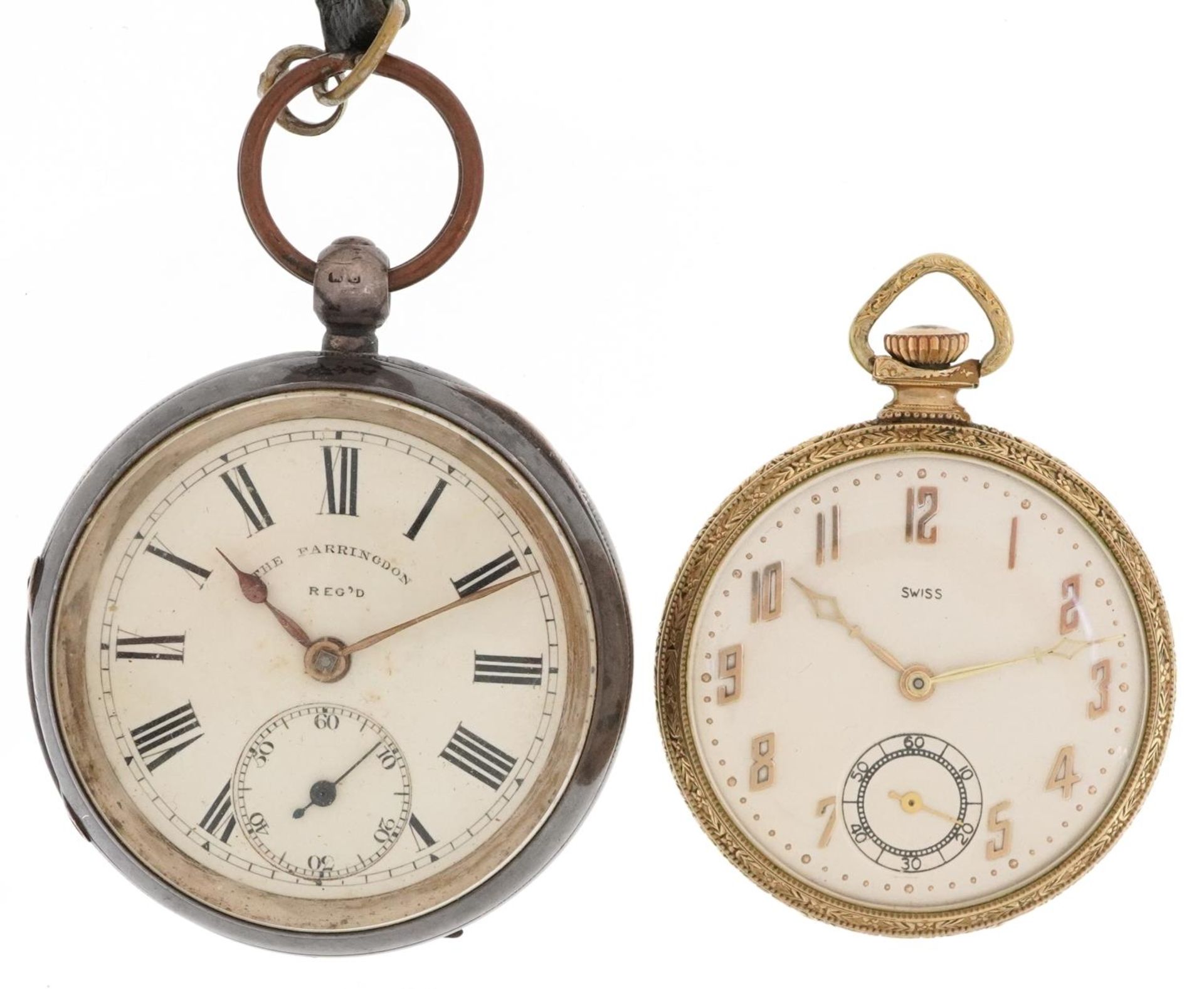 The Farringdon, Victorian gentlemen's silver open face pocket watch and an Art Deco gold plated open - Bild 2 aus 7