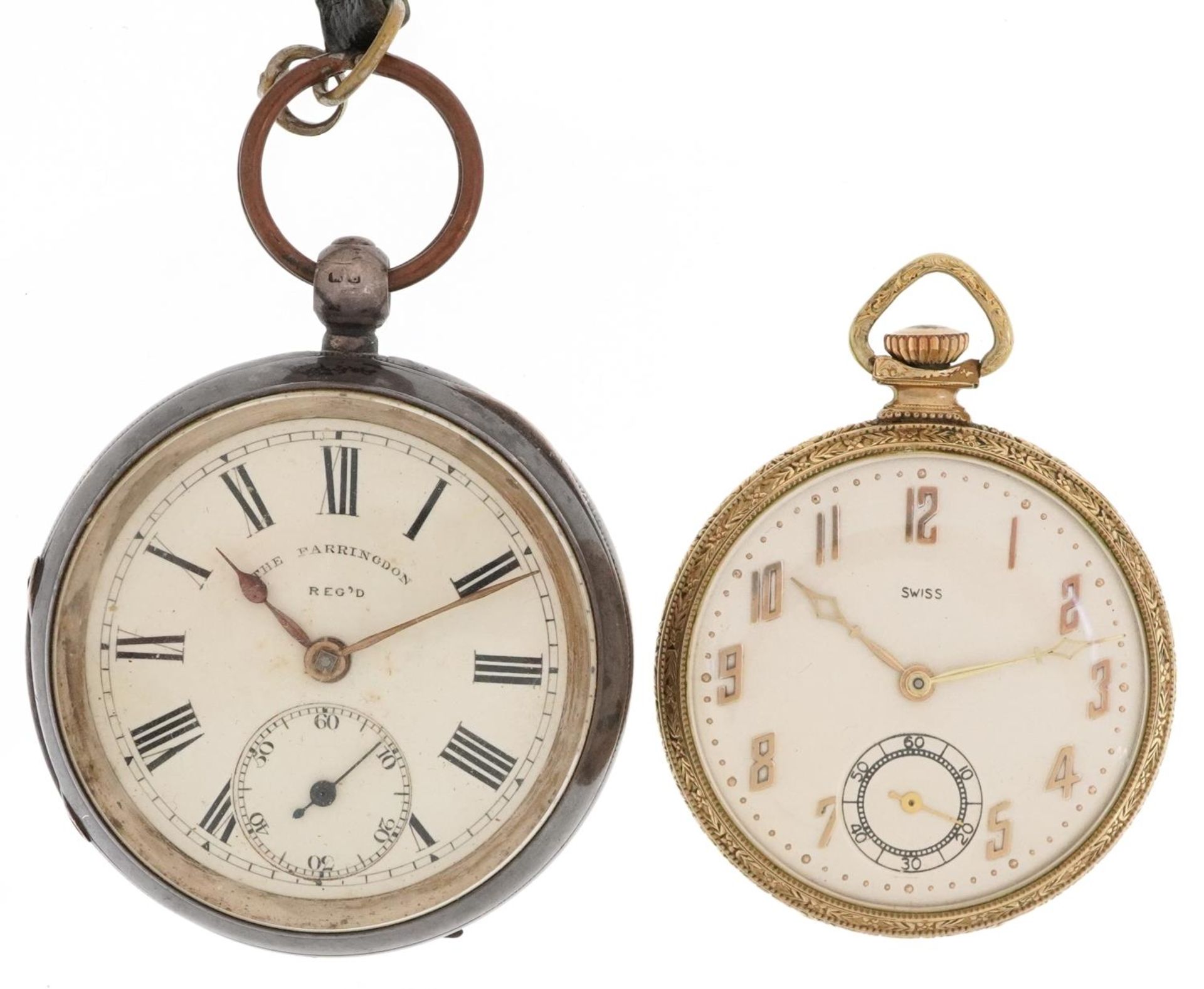 The Farringdon, Victorian gentlemen's silver open face pocket watch and an Art Deco gold plated open - Image 2 of 7