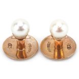 Pair of 9ct gold cultured pearl gentlemen's dress studs housed in a Norman Carter Maidstone