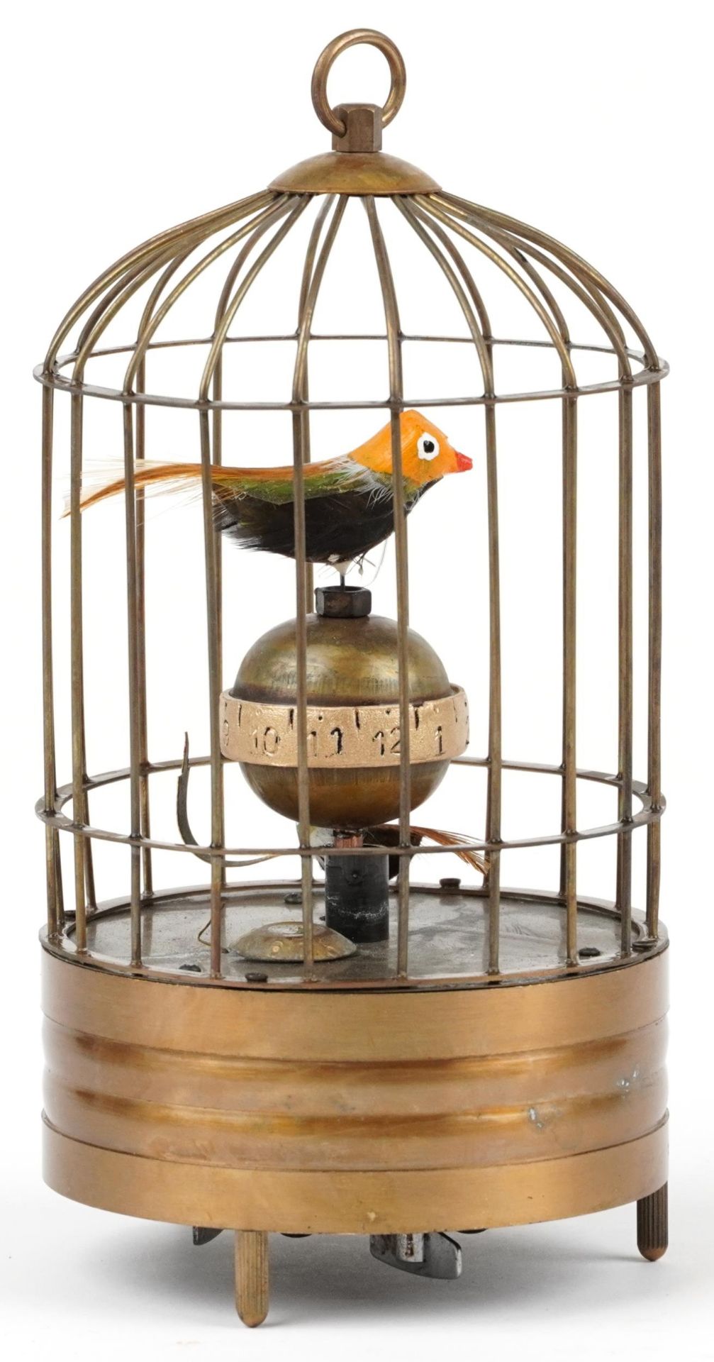 Clockwork automaton birdcage alarm clock, 19cm high - Image 2 of 3