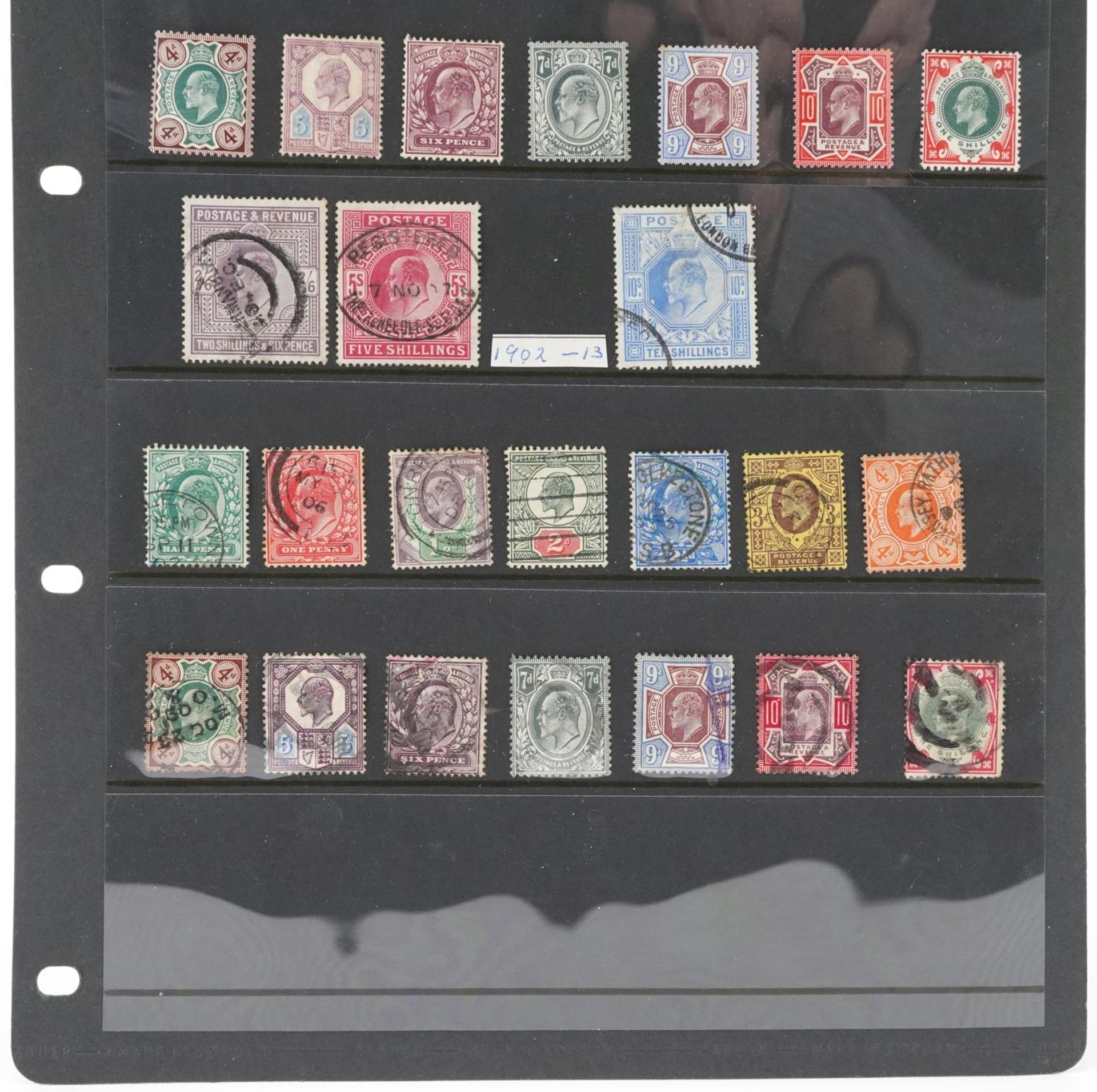 Edward VII British stamps arranged on a sheet including high values up to ten shillings, mint and - Bild 4 aus 4