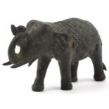 Patinated bronze Burmese elephant, 10.5cm in length