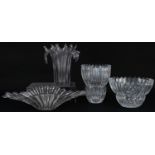 Four contemporary art glass vases including two Slovenian examples by Mikasa, the largest 48cm in