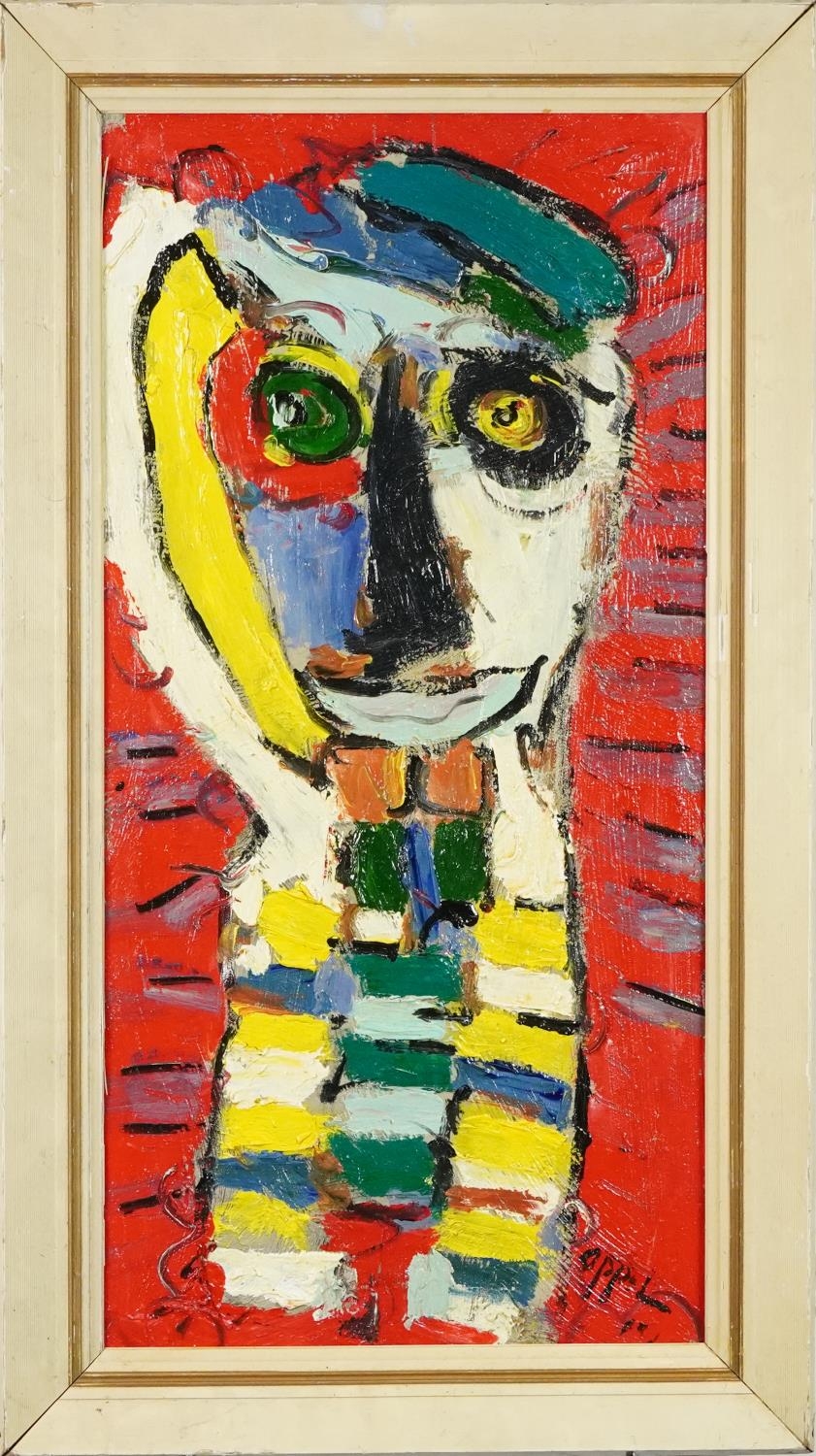 After Karel Appel - Head and shoulders portrait, Dutch school impasto oil on canvas, mounted and - Image 2 of 5