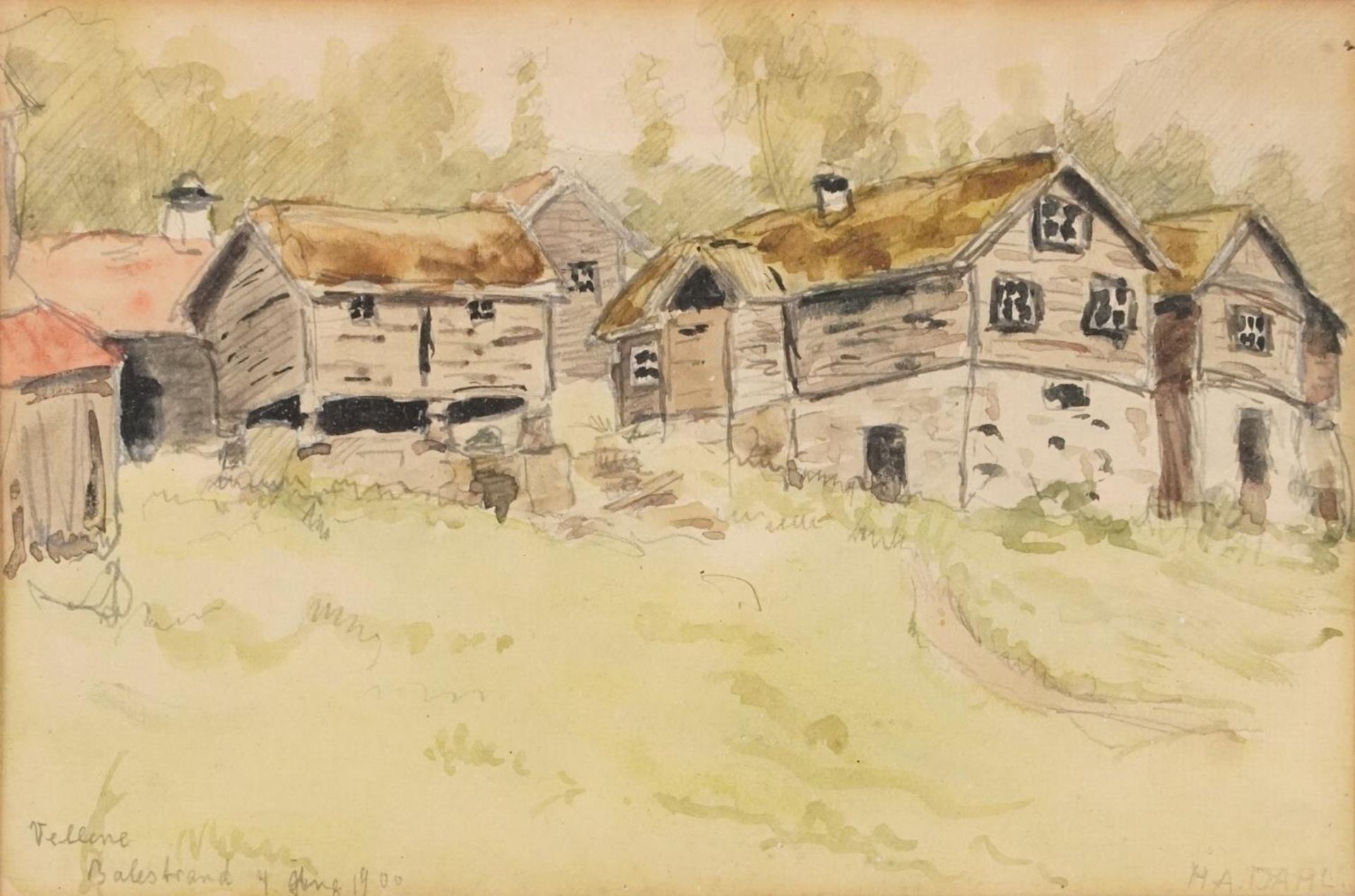 Hans Dahl - Balestrand Huts, two 19th/early 20th century Norwegian school and ink and - Bild 5 aus 10