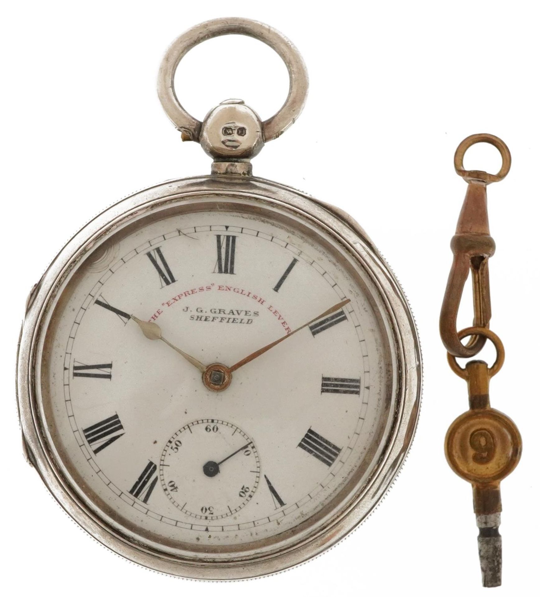 The Express English Lever, Victorian silver gentlemen's open face key wind pocket watch retailed - Bild 2 aus 5