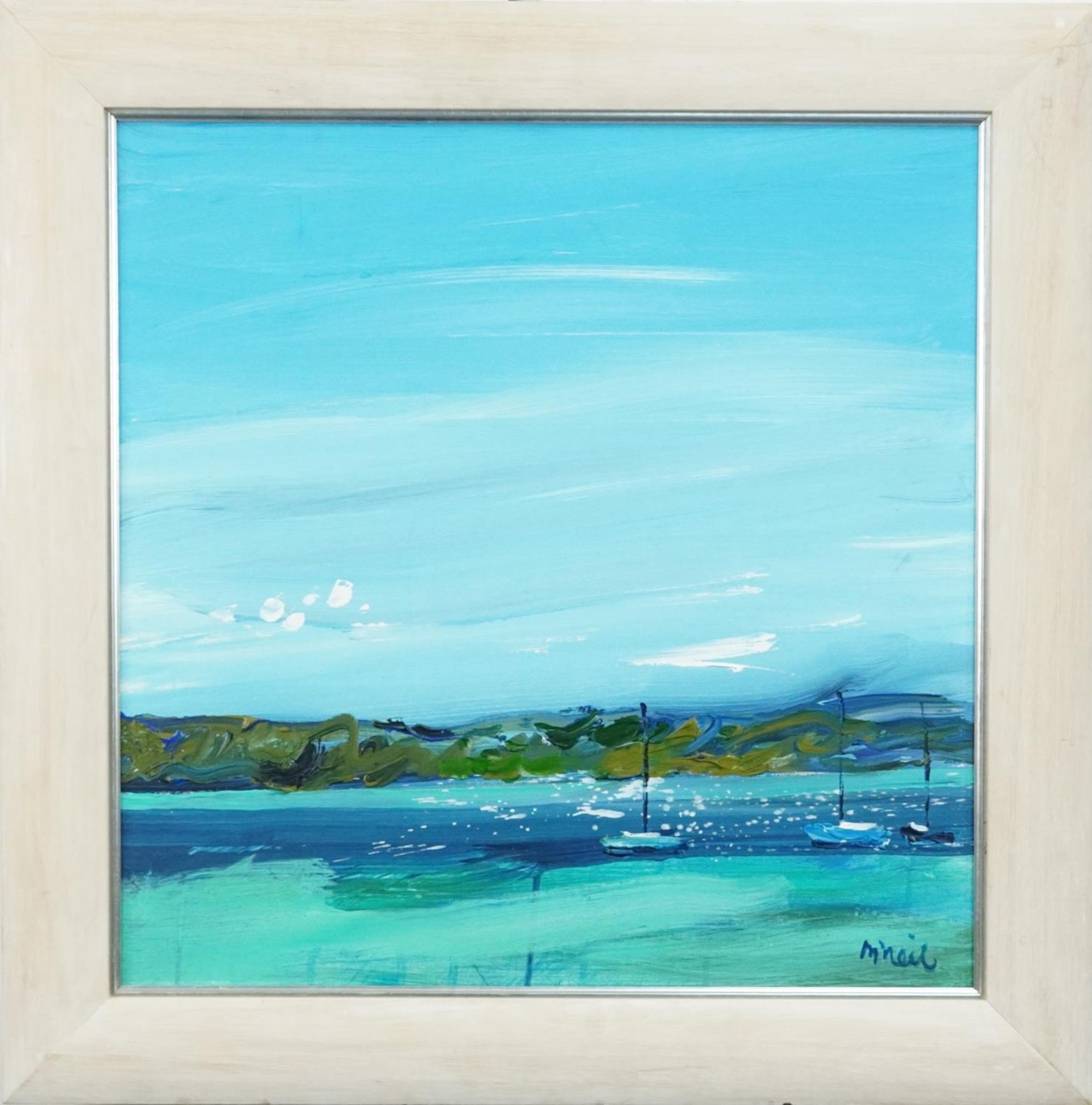 Don McNeil 2010 - Three yards moored of Gigha, contemporary Scottish school oil on canvas, inscribed - Bild 2 aus 6