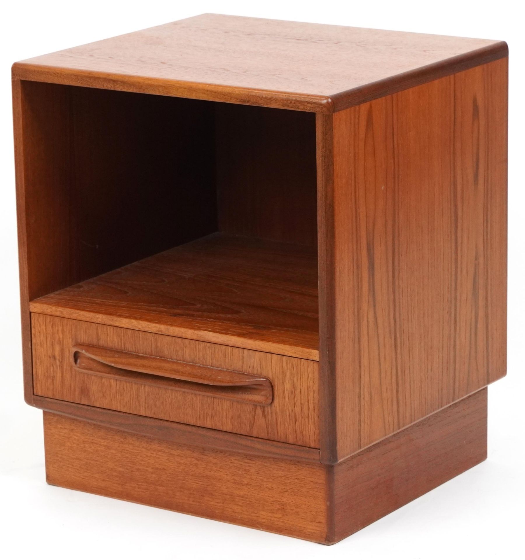 G Plan, Mid century Fresco teak nightstand with base drawer, 54cm H x 46cm W x 41cm D